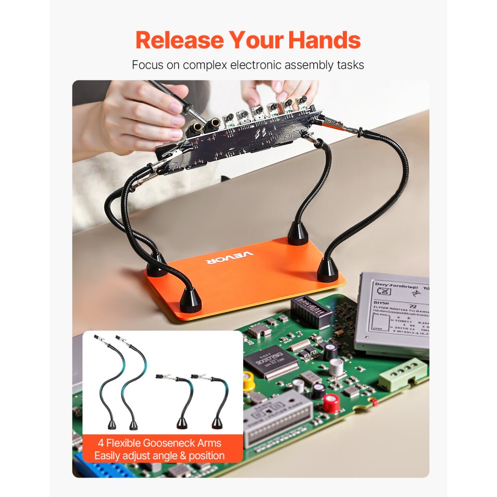 VEVOR Magnetic Helping Hands Soldering Station 4 Flexible Arms Alligator Clips