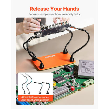 VEVOR Magnetic Helping Hands Soldering Station 4 Flexible Arms Alligator Clips