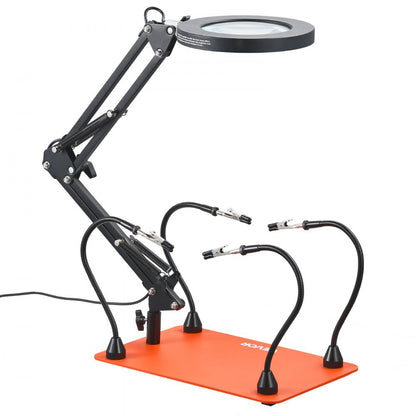 VEVOR Magnetic Helping Hands Soldering Station 3X LED Magnifying Lamp 4 Arms