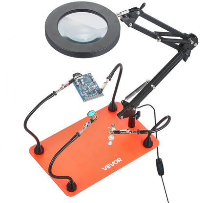 VEVOR Magnetic Helping Hands Soldering Station 3X LED Magnifying Lamp 4 Arms