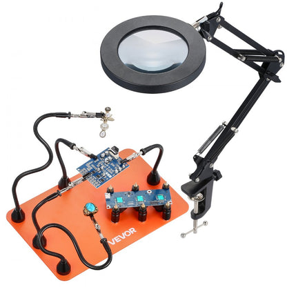 VEVOR Magnetic Helping Hands Soldering Station 3X LED Magnifying Lamp 5 Arms