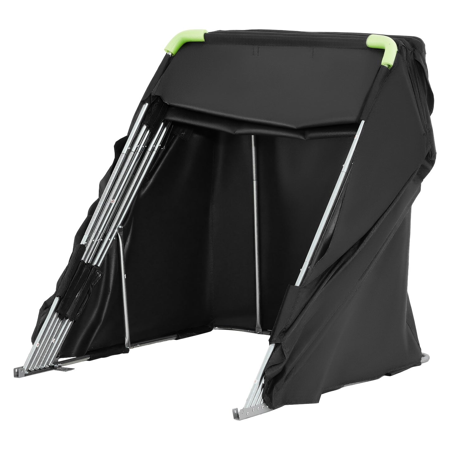 Motorcycle Storage Shelter with Security Lock, 600D Oxford Flip-Up Garage Tent, Heavy-Duty All-Weather Motorcycle Cover with Ventilation Windows, 279x109.5x160 cm Outdoor Vehicle Shelter, Black