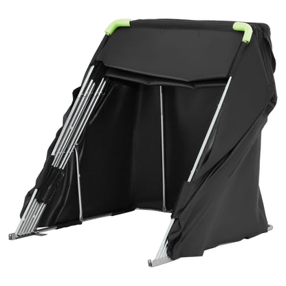 Motorcycle Storage Shelter with Security Lock, 600D Oxford Flip-Up Garage Tent, Heavy-Duty All-Weather Motorcycle Cover with Ventilation Windows, 279x109.5x160 cm Outdoor Vehicle Shelter, Black