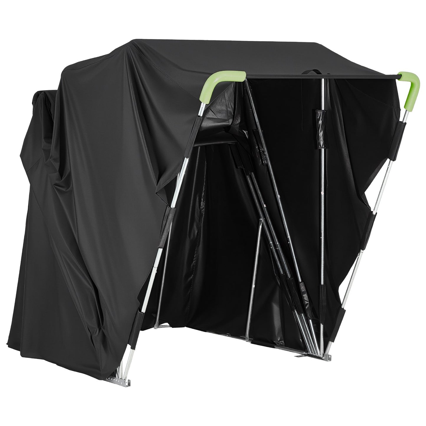 Motorcycle Storage Shelter with Security Lock, 600D Oxford Flip-Up Garage Tent, Heavy-Duty All-Weather Motorcycle Cover with Ventilation Windows, 346x137.5x190 cm Outdoor Vehicle Shelter, Black
