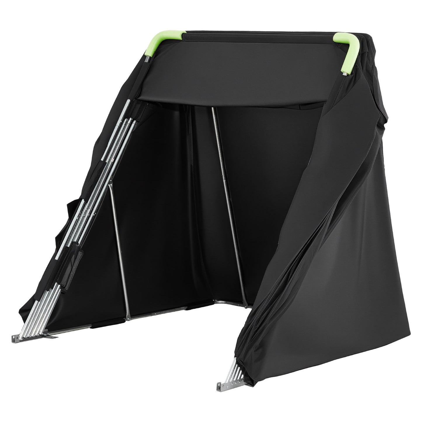 Motorcycle Storage Shelter with Security Lock, 600D Oxford Flip-Up Garage Tent, Heavy-Duty All-Weather Motorcycle Cover with Ventilation Windows, 346x137.5x190 cm Outdoor Vehicle Shelter, Black