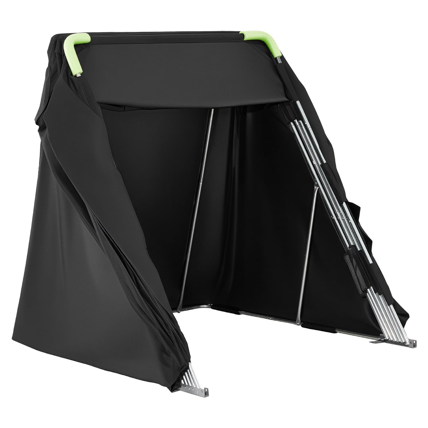 Motorcycle Storage Shelter with Security Lock, 600D Oxford Flip-Up Garage Tent, Heavy-Duty All-Weather Motorcycle Cover with Ventilation Windows, 346x137.5x190 cm Outdoor Vehicle Shelter, Black