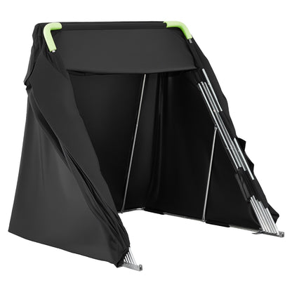Motorcycle Storage Shelter with Security Lock, 600D Oxford Flip-Up Garage Tent, Heavy-Duty All-Weather Motorcycle Cover with Ventilation Windows, 346x137.5x190 cm Outdoor Vehicle Shelter, Black
