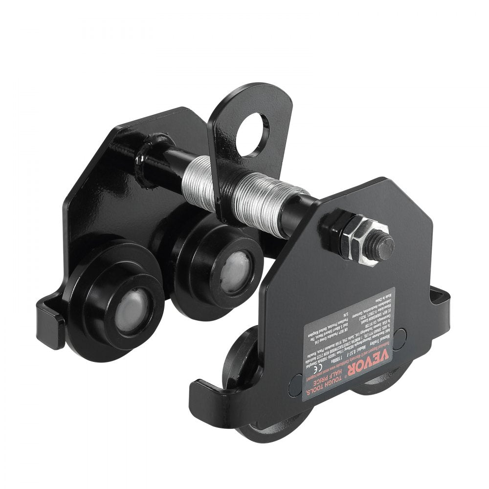 Manual Trolley, 0.5 Ton Load Capacity Push Beam Trolley with Dual Wheels, Adjustable for I-Beam Flange Width 63.5 mm to 