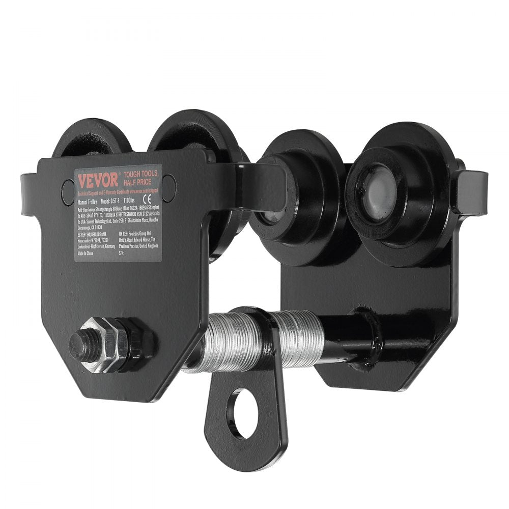 Manual Trolley, 0.5 Ton Load Capacity Push Beam Trolley with Dual Wheels, Adjustable for I-Beam Flange Width 63.5 mm to 