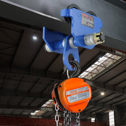 Manual Trolley, 1 Ton Load Capacity, Push Beam Trolley with Dual Wheels, Adjustable for I-Beam Flange Width 63.5 mm to 1