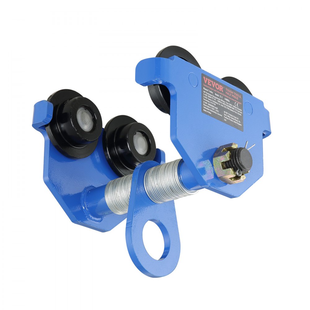 Manual Trolley, 1 Ton Load Capacity, Push Beam Trolley with Dual Wheels, Adjustable for I-Beam Flange Width 63.5 mm to 1