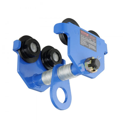 Manual Trolley, 1 Ton Load Capacity, Push Beam Trolley with Dual Wheels, Adjustable for I-Beam Flange Width 63.5 mm to 1
