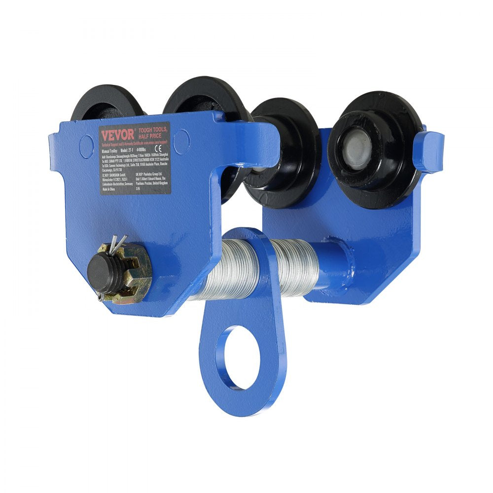 Manual Trolley, 1 Ton Load Capacity, Push Beam Trolley with Dual Wheels, Adjustable for I-Beam Flange Width 63.5 mm to 1