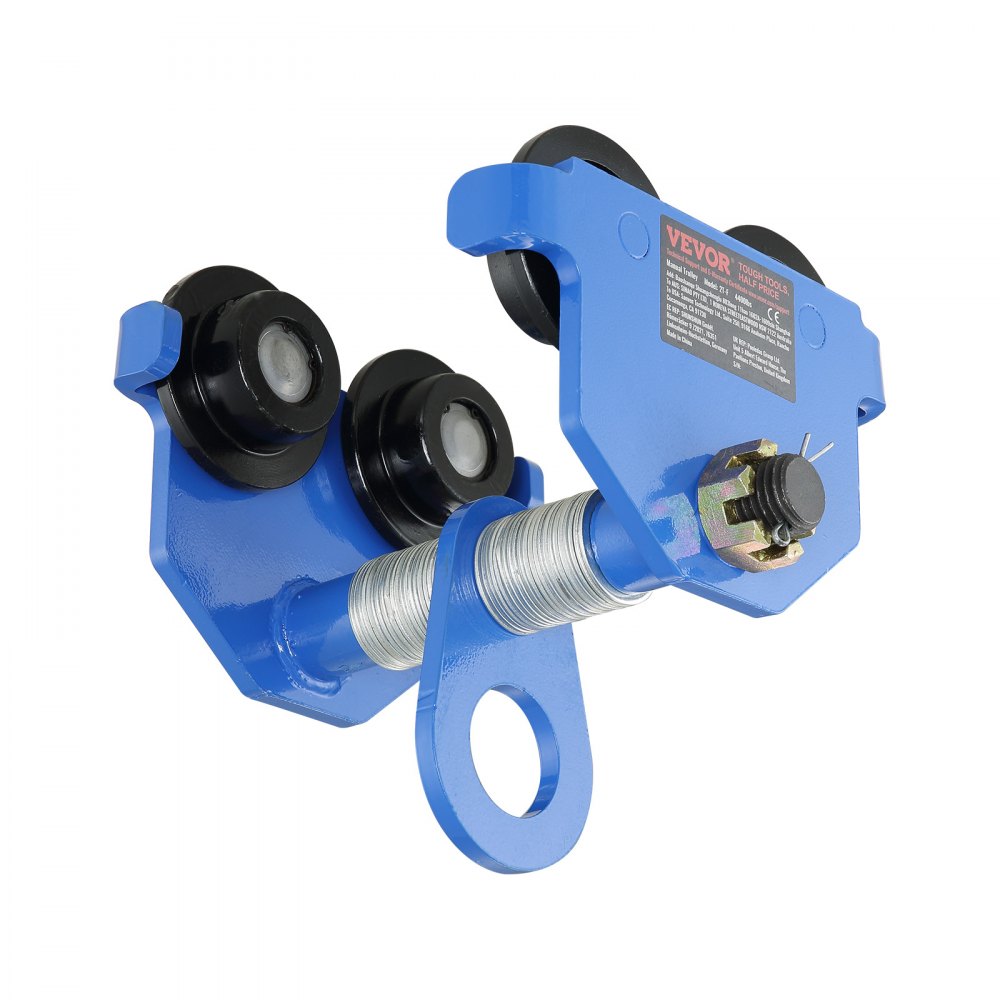 Manual Trolley, 1 Ton Load Capacity, Push Beam Trolley with Dual Wheels, Adjustable for I-Beam Flange Width 63.5 mm to 1