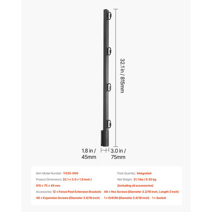 Fence Extender 12Packs 815 mm Surface Mounted Fence Height Extension Arms