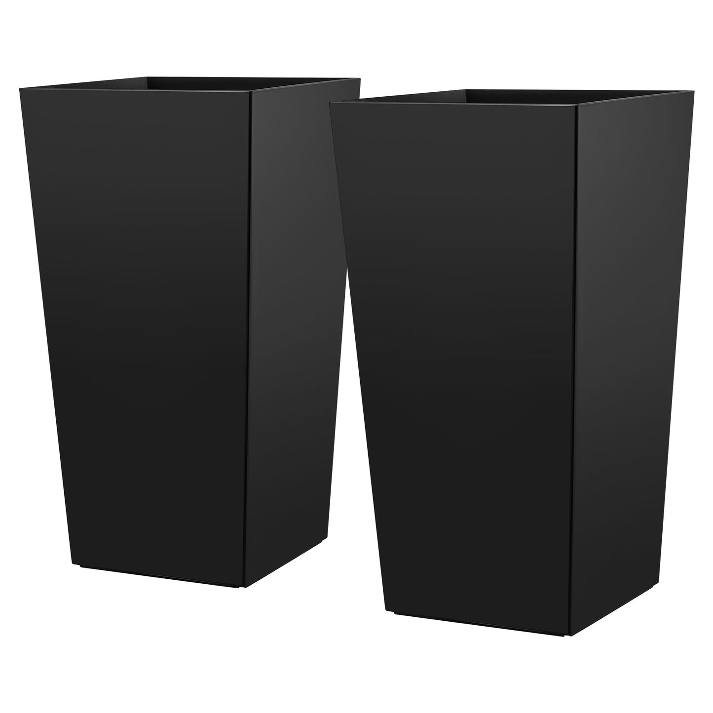 Tall Planters Set of 2, 750 mm Large Outdoor Taper Planters for Outdoor Indoor Plants, Front Porch Plastic Modern Flower Pots with Casters, Inner Pot & Drainage Holes for Patio, Garden, Black