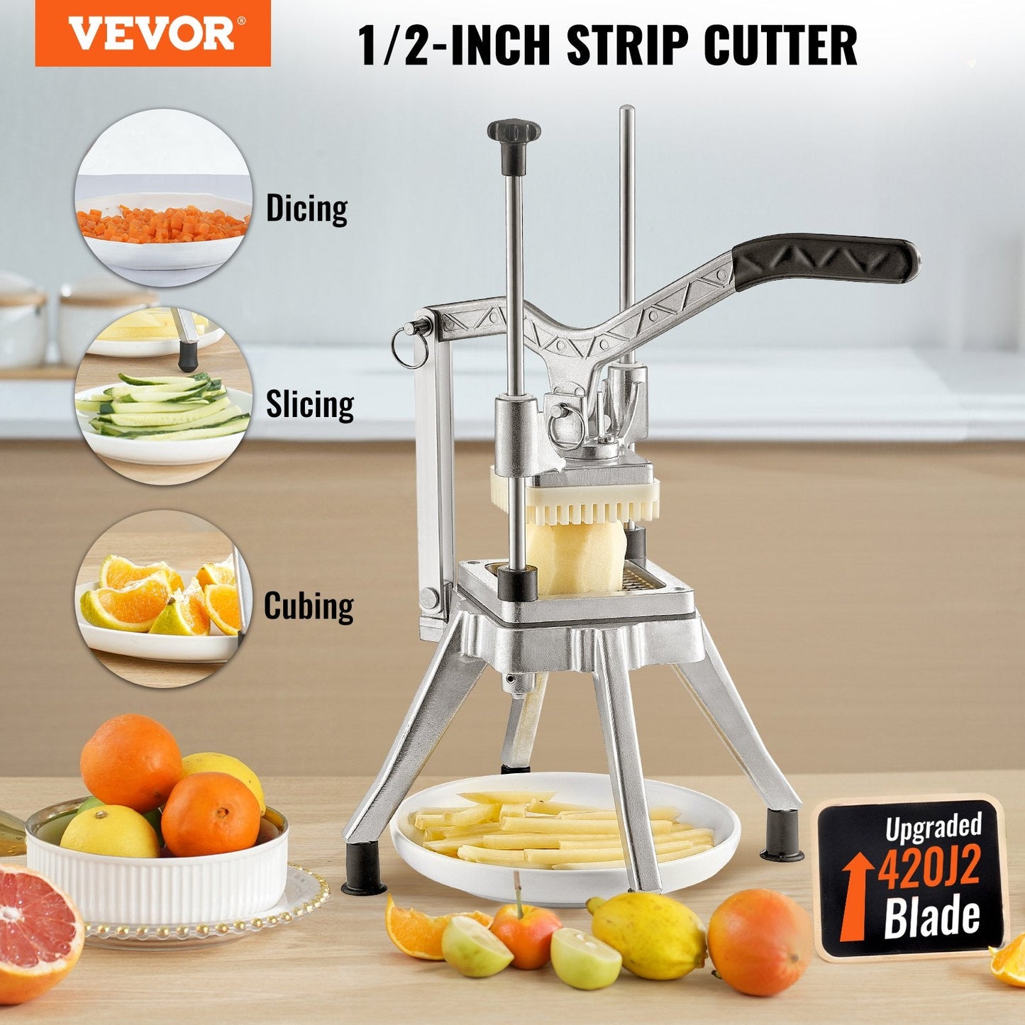Heavy Duty Stainless Steel Vegetable & Fruit Chopper with 0.01m Blade