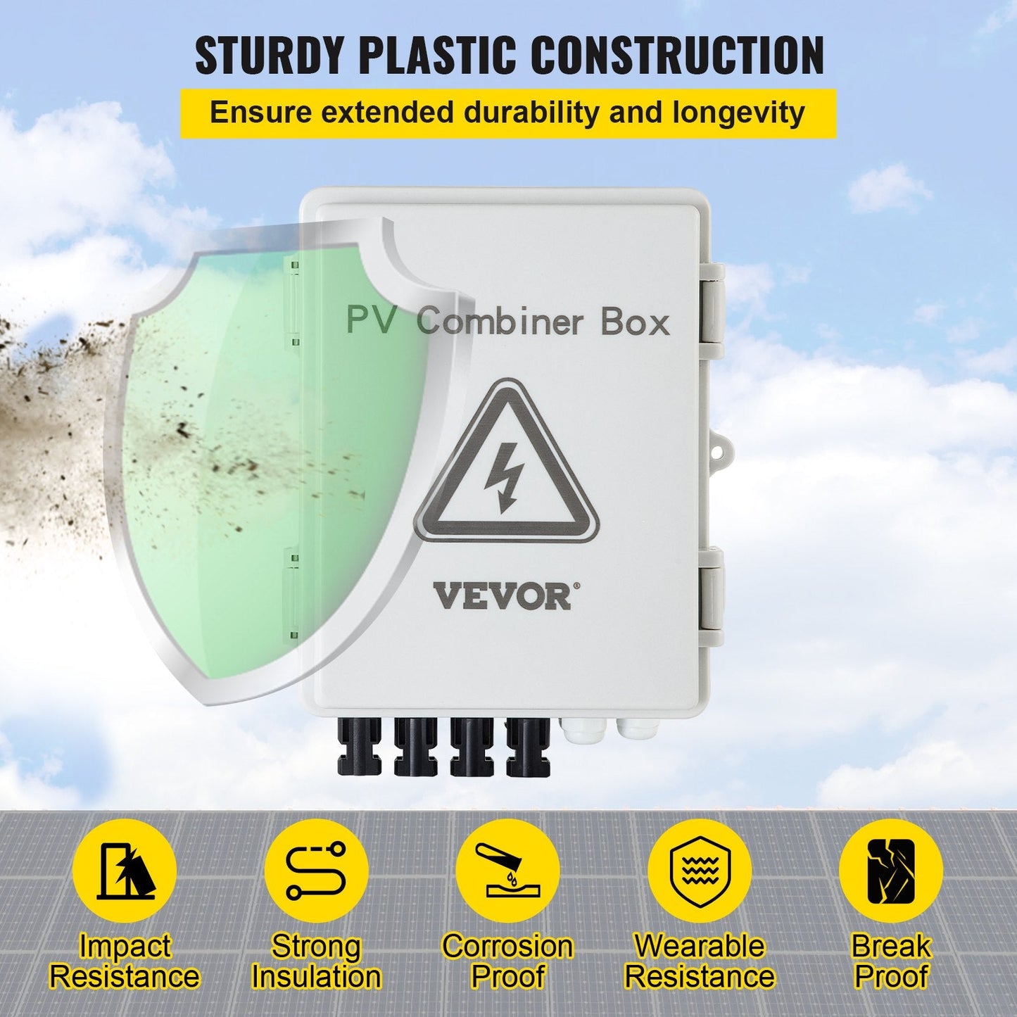 4-String PV Combiner Box with 15A Fuse & 63A Breaker for Solar Panel Systems