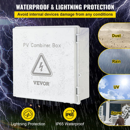 VEVOR Solar Combiner Box PV Combiner 15A 6 String Plastic for Solar Panel Kit