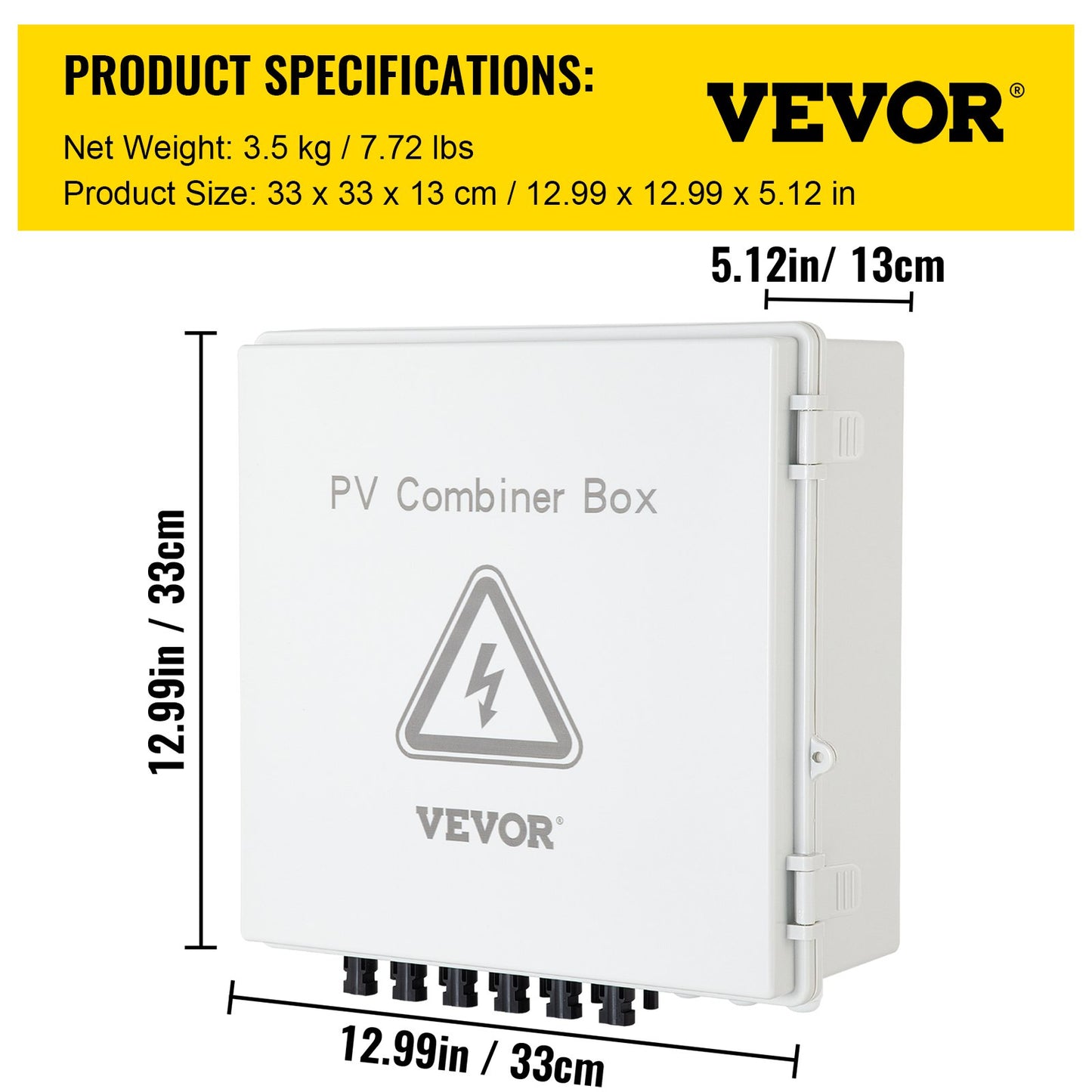 VEVOR Solar Combiner Box PV Combiner 15A 6 String Plastic for Solar Panel Kit
