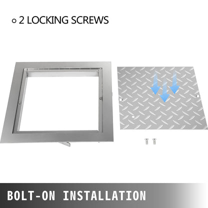 Square Recessed Manhole Cover, Galvanized Steel, 30x30 cm Clear Opening