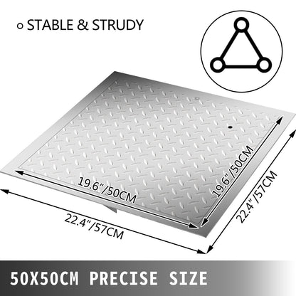 VEVOR Recessed Manhole Cover 50 x 50 cm Clear Opening, Galvanized Steel Drain Cover