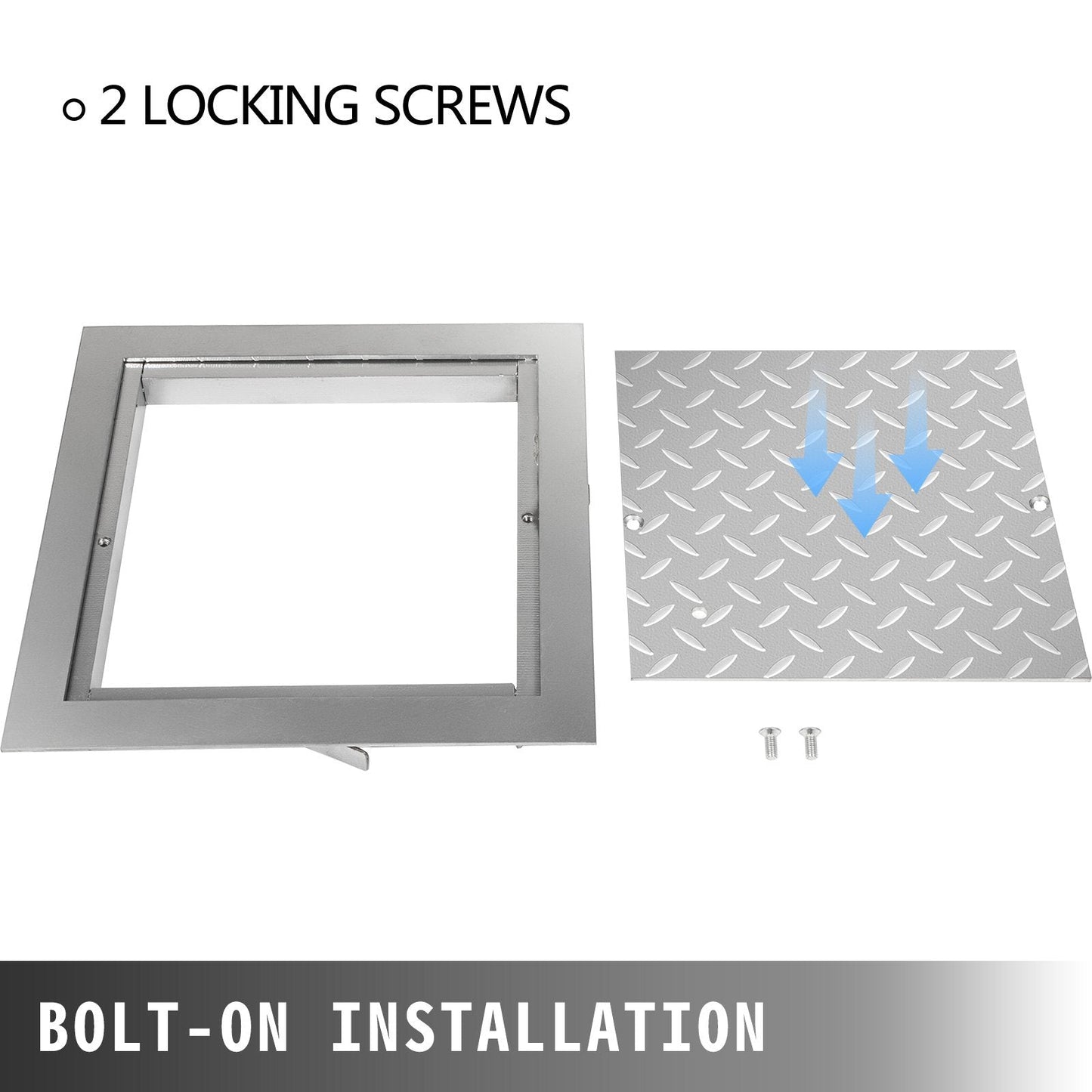 Galvanized Steel Recessed Manhole Cover 0.5m Opening, 13.18 kg, Silver