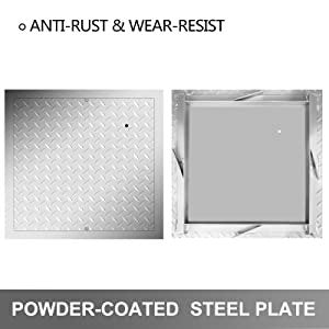Galvanized Steel Recessed Manhole Cover 0.6 x 0.6 m, Sealed Frame, Silver Finish