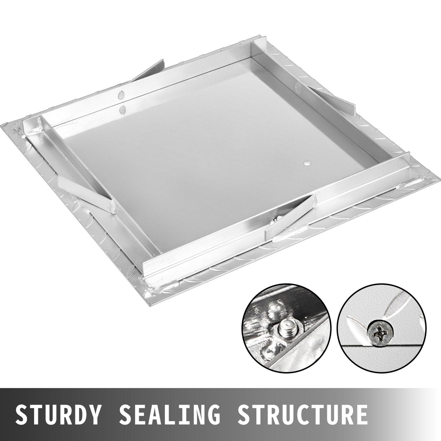 Galvanized Steel Recessed Manhole Cover 0.6 x 0.6 m, Sealed Frame, Silver Finish