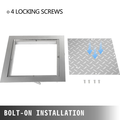 Galvanized Steel Recessed Manhole Cover 0.6 x 0.6 m, Sealed Frame, Silver Finish