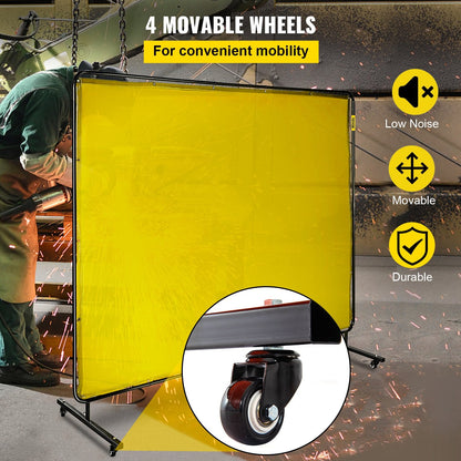 Flame-Resistant Vinyl Welding Screen with Frame, 1.8m x 2.4m, Yellow