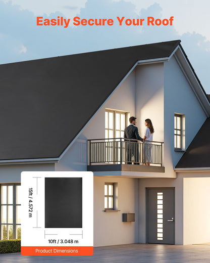 Roll Roofing, 3 x 4.57 mt, 45 mil EPDM Rubber Roofing, Long Lifespan & Weather-resistant, Withstands Harsh Temperatures, Flexible & Easy Installation, Roof Underlayment for RVs, Roofs, Ponds