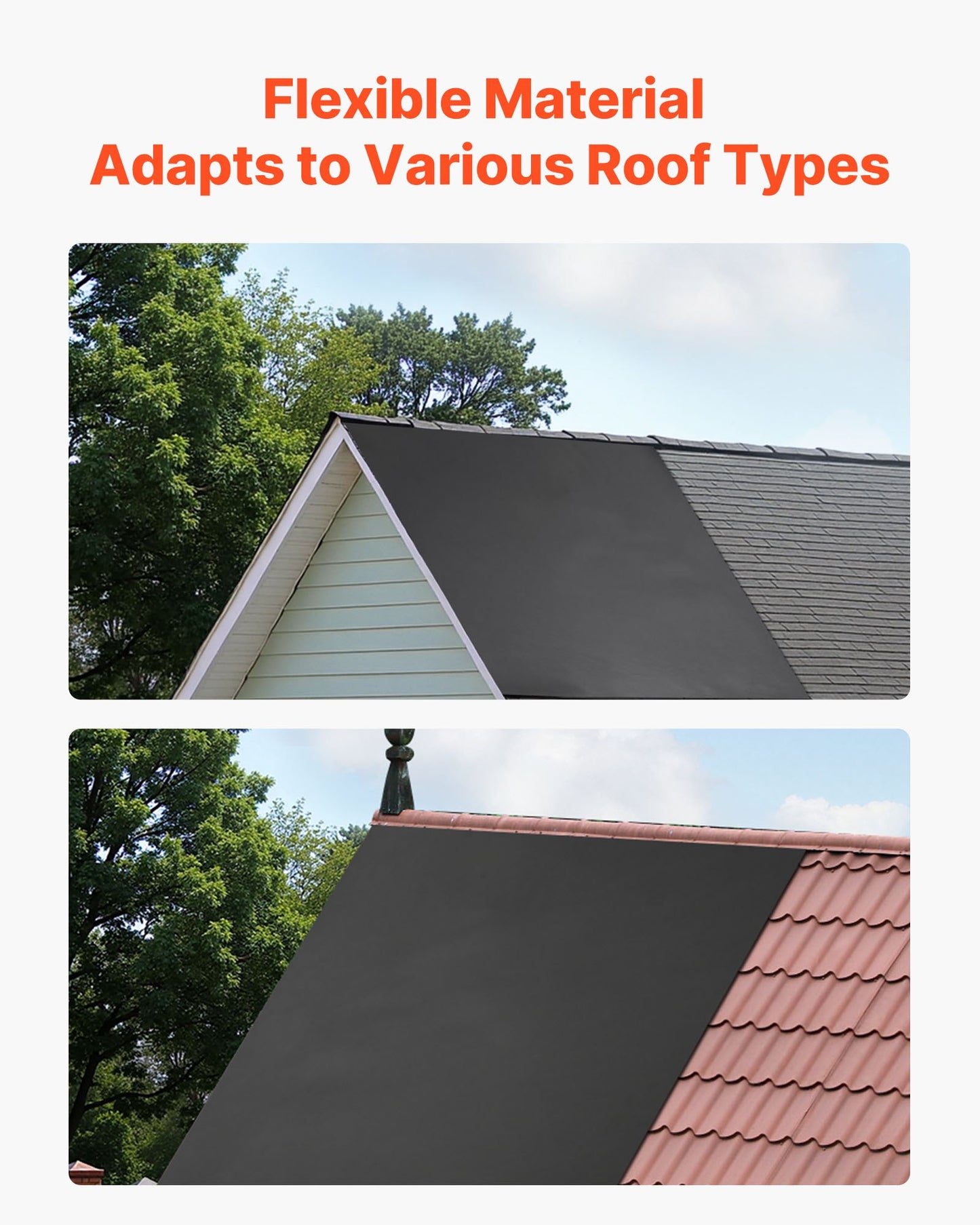 Roll Roofing, 4.57 x 4.57 m, 45 mil EPDM Rubber Roofing, Long Lifespan & Weather-resistant, Withstands Harsh Temperatures, Flexible & Easy Installation, Roof Underlayment for RVs, Roofs, Ponds