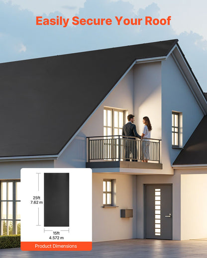 Roll Roofing, 4.57 x 7.62 m, 45 mil EPDM Rubber Roofing, Long Lifespan & Weather-resistant, Withstands Harsh Temperatures, Flexible & Easy Installation, Roof Underlayment for RVs, Roofs, Ponds