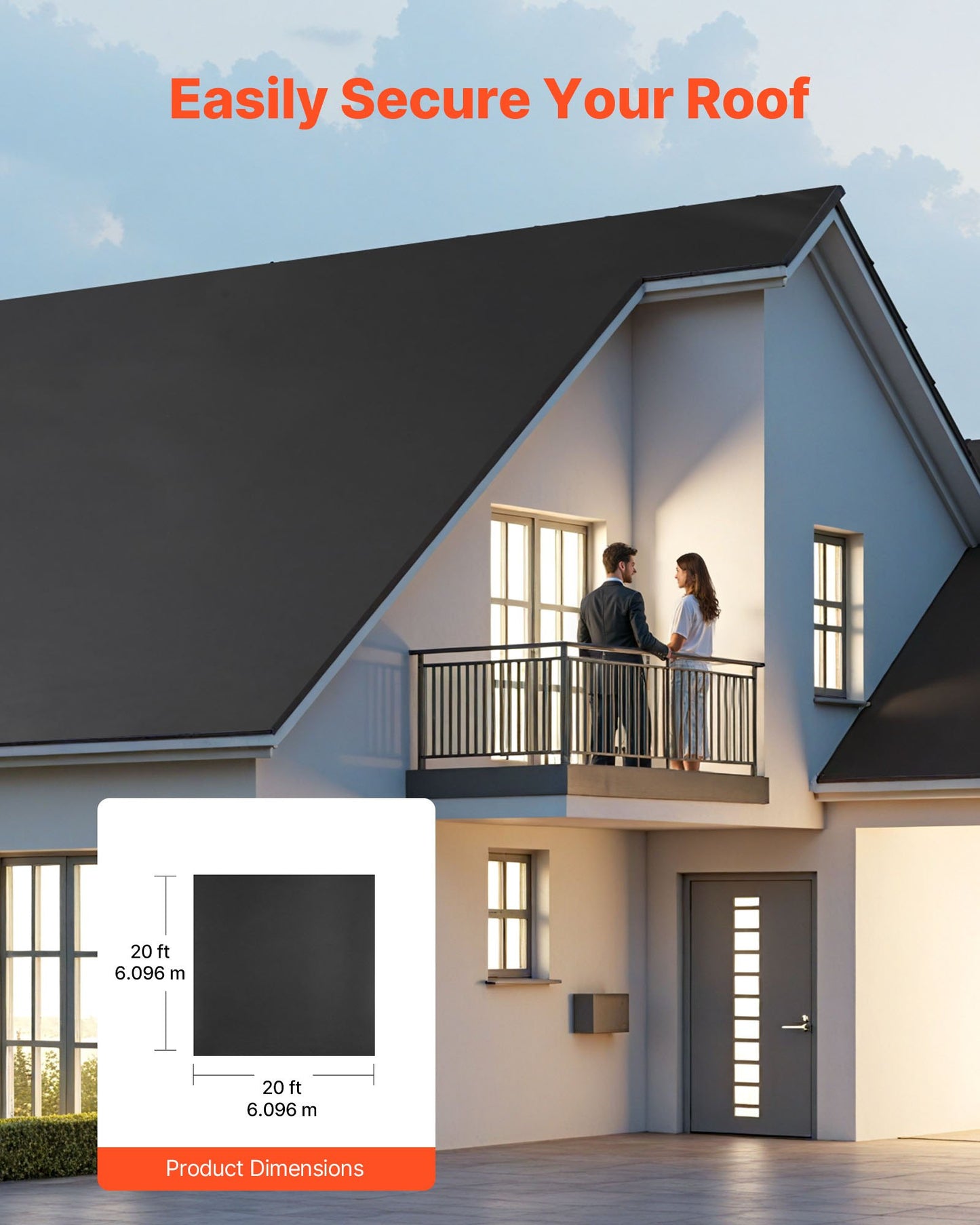 Roll Roofing, 6 x 6 m, 45 mil EPDM Rubber Roofing, Long Lifespan & Weather-resistant, Withstands Harsh Temperatures, Flexible & Easy Installation, Roof Underlayment for RVs, Roofs, Ponds