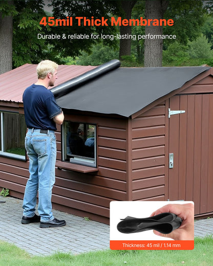 Roll Roofing, 6 x 7.62 m, 45 mil EPDM Rubber Roofing, Long Lifespan & Weather-resistant, Withstands Harsh Temperatures, Flexible & Easy Installation, Roof Underlayment for RVs, Roofs, Ponds