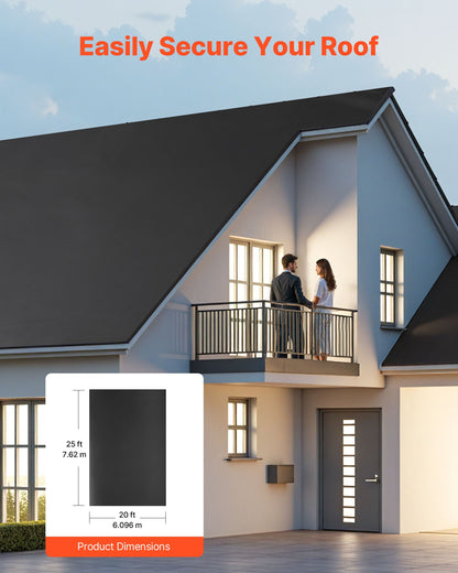 Roll Roofing, 6 x 7.62 m, 45 mil EPDM Rubber Roofing, Long Lifespan & Weather-resistant, Withstands Harsh Temperatures, Flexible & Easy Installation, Roof Underlayment for RVs, Roofs, Ponds
