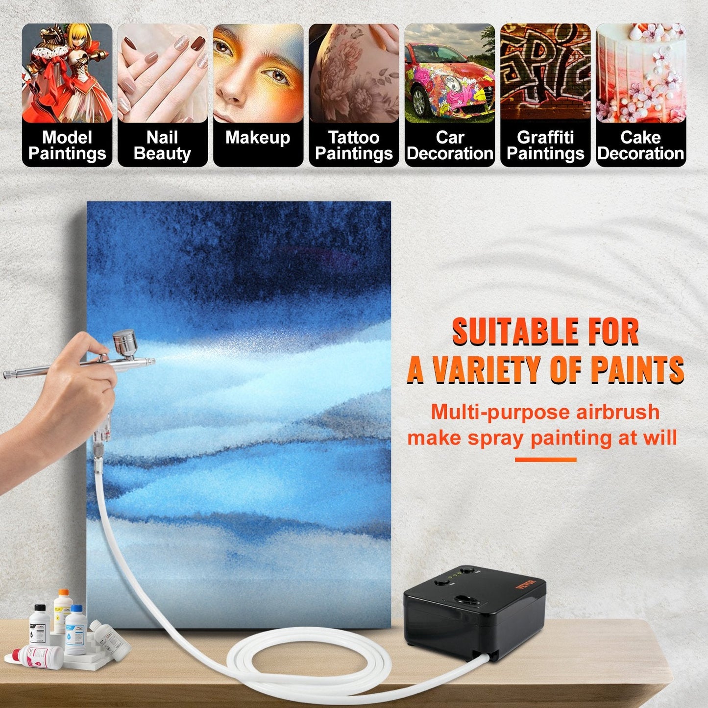 Dual-Action Airbrush Kit with Compressor for Art, Nails, Makeup, and Baking