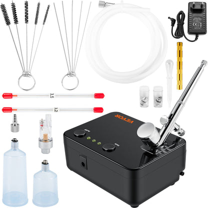 Dual-Action Airbrush Kit with Compressor for Art, Nails, Makeup, and Baking