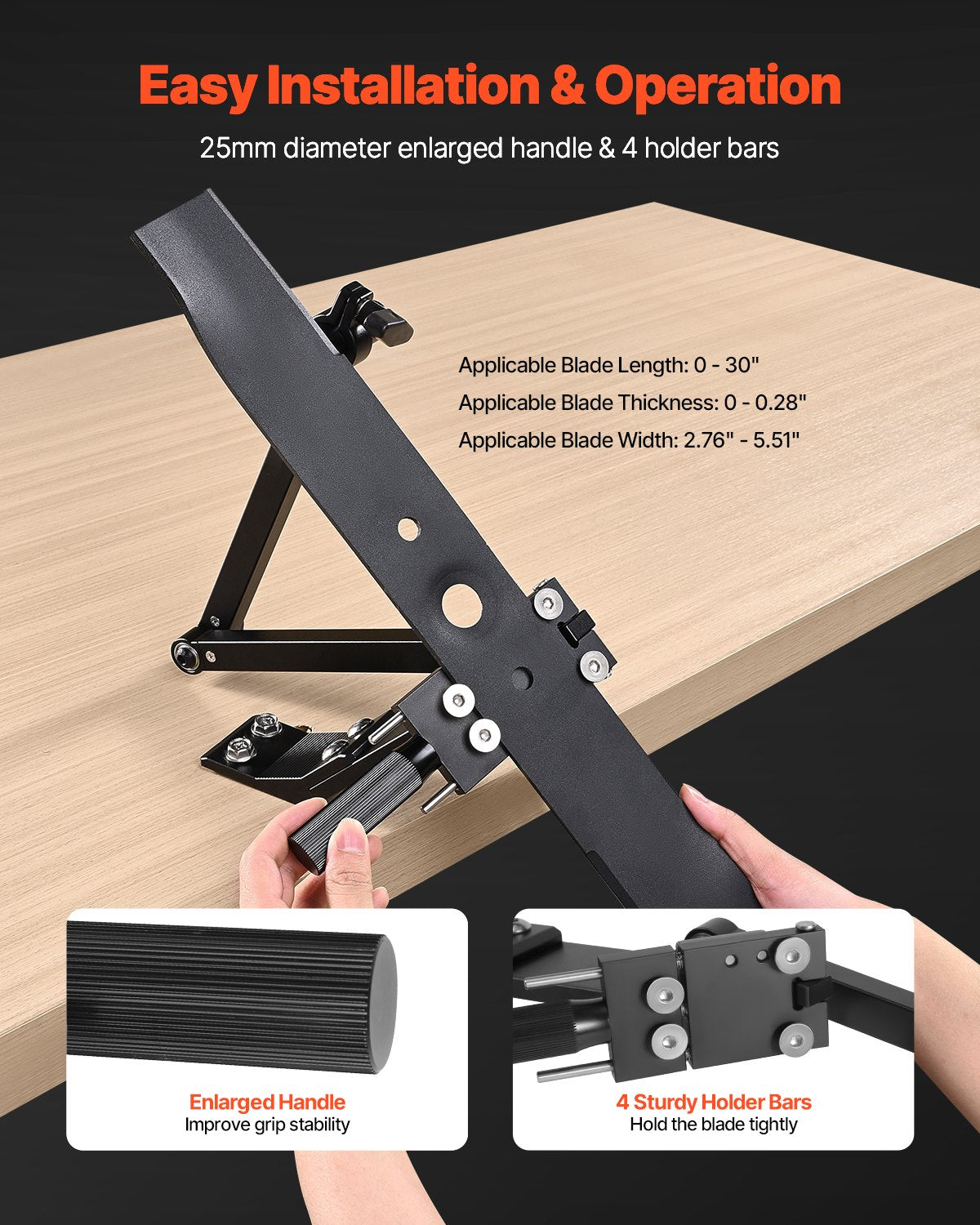 Lawn Mower Blade Sharpener, 15° - 45° Adjustable Lawnmower Blade Sharpening Tool with 4 Adapter Pins, Ball Bearing Design & 25mm Enlarged Handle, Compatible with Most Angle Grinders