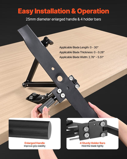 Lawn Mower Blade Sharpener, 15° - 45° Adjustable Lawnmower Blade Sharpening Tool with 4 Adapter Pins, Ball Bearing Design & 25mm Enlarged Handle, Compatible with Most Angle Grinders