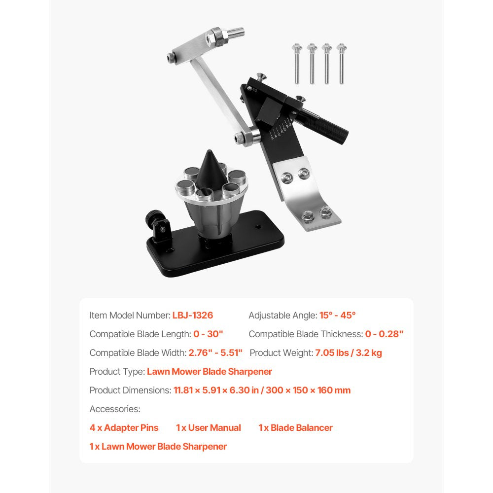 VEVOR Lawn Mower Blade Sharpener with Blade Balancer 15° to 45° Adjustable