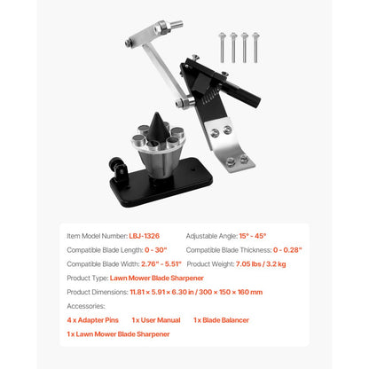 VEVOR Lawn Mower Blade Sharpener with Blade Balancer 15° to 45° Adjustable