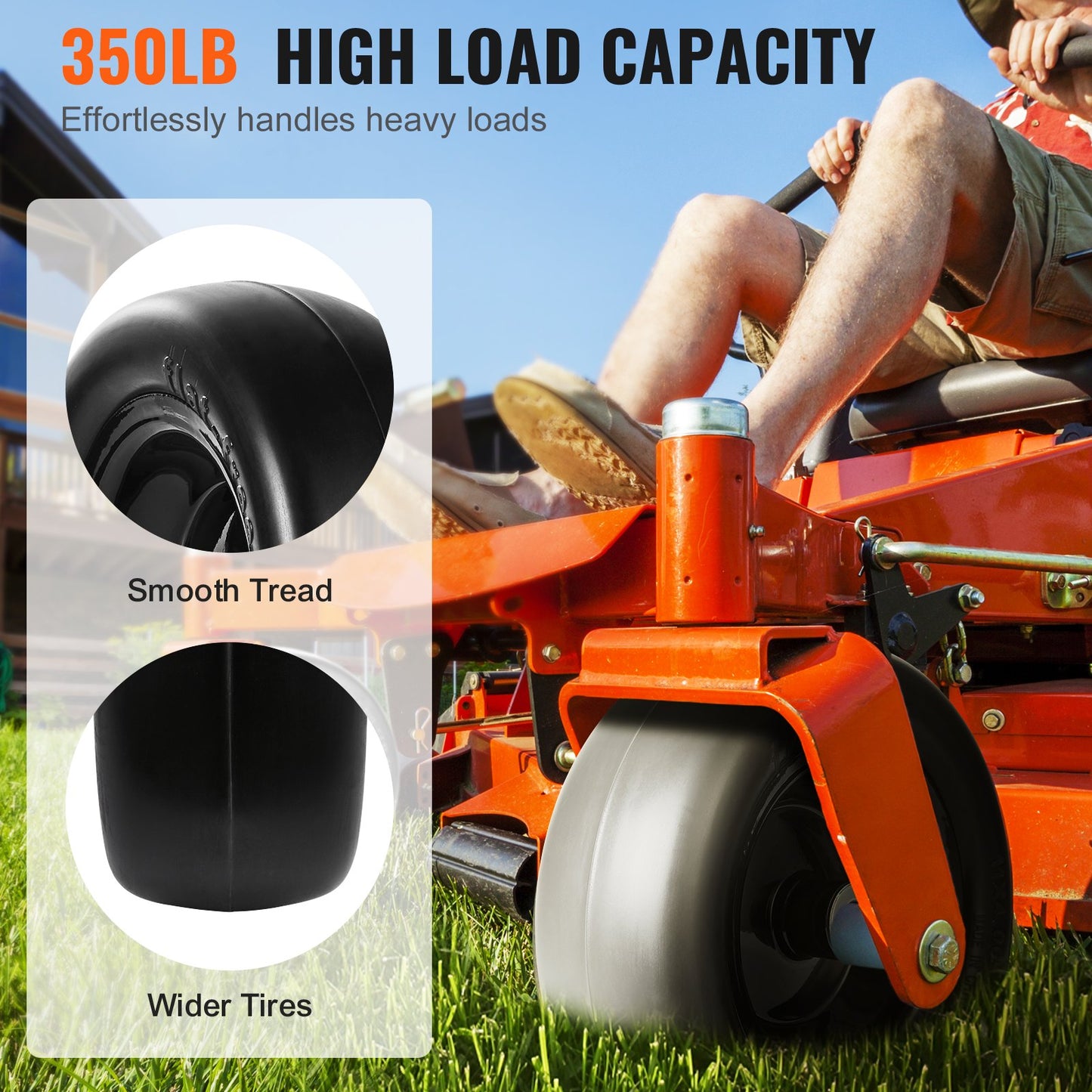 VEVOR Lawn Mower Tires with Rim, 11x4-7" Tubeless Tractor Tires, 2-Pack Tire and
