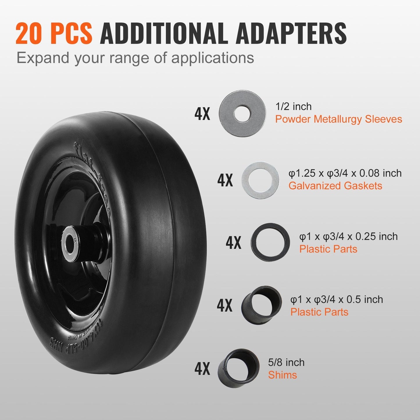 Tubeless 11x4-7m Lawn Mower Tires with Rim, 2-Pack, Flat-Free PU Tires