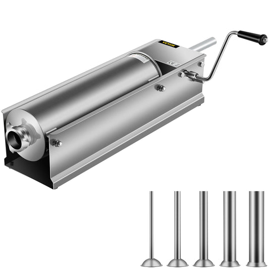 VEVOR Manual Sausage Stuffer, 7 L / 15 LBS Horizontal Sausage Machine, Dual-Speed