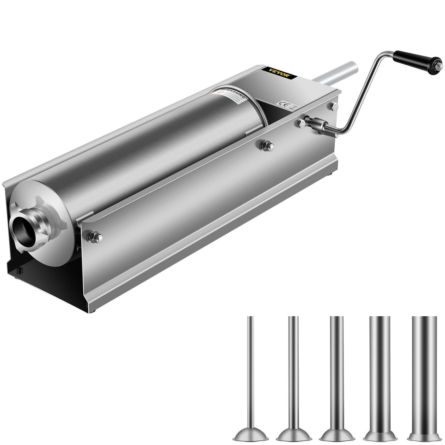 7L Horizontal Sausage Stuffer, Dual-Speed, Stainless Steel, with 5 Tubes