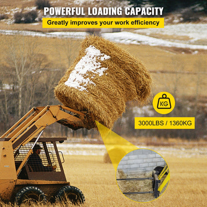 Pair of 1.24m Hay Bale Spears, 1360 kg Capacity, Steel, Easy Installation