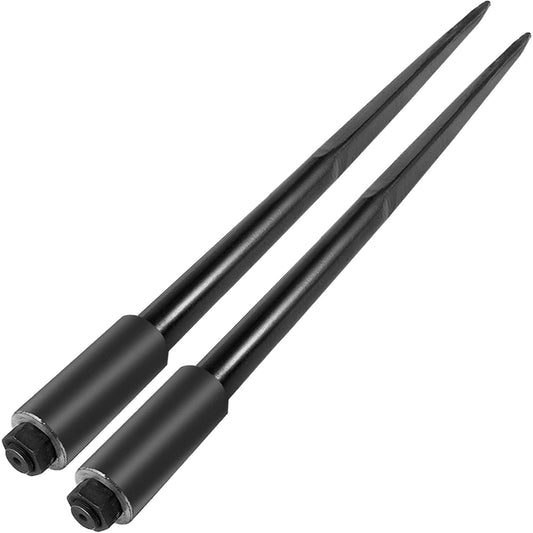 VEVOR Two 49" 3000 lbs Hay Spears Nut Bale Spike Fork Tine, A Pair of Bale Spear,