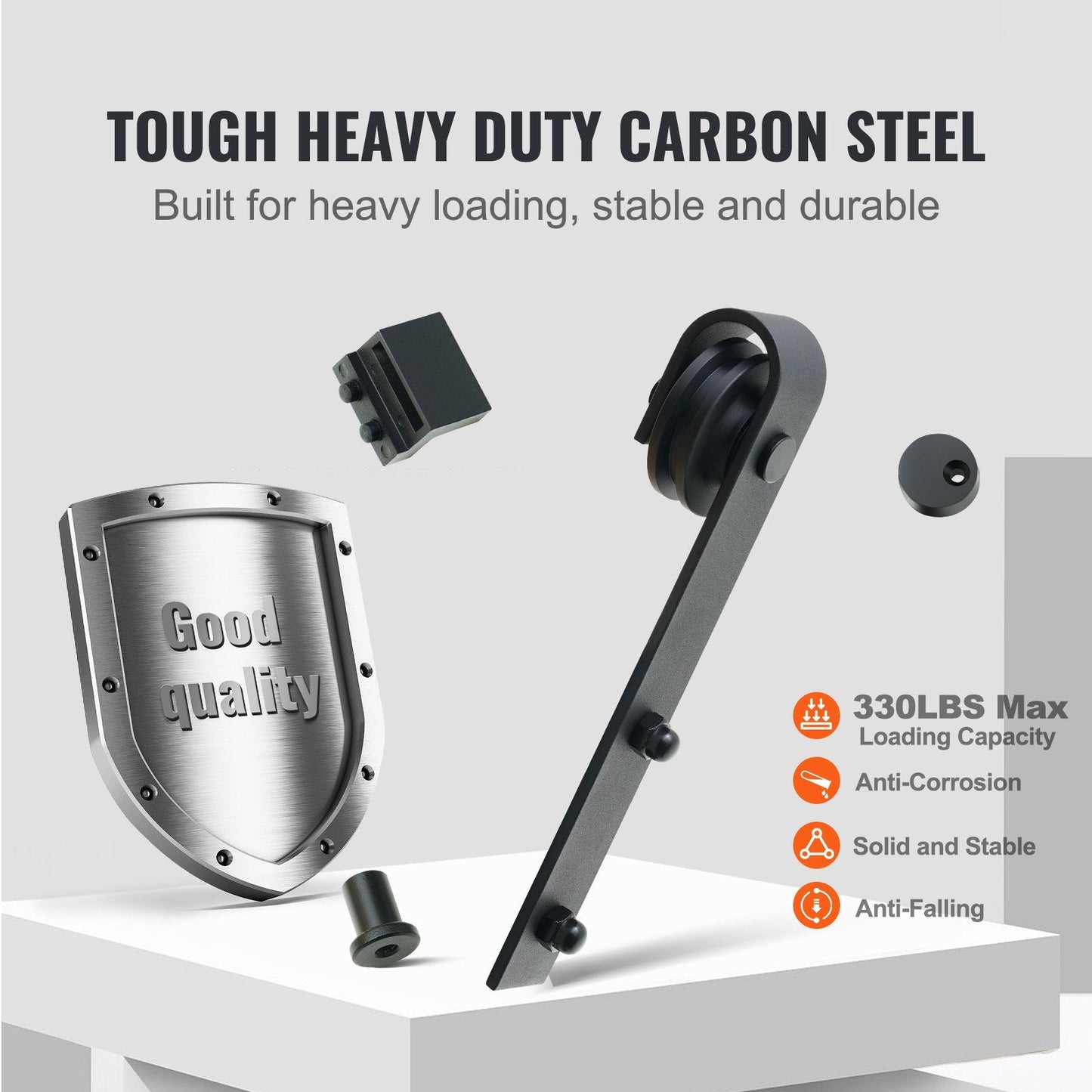 10ft Sliding Barn Door Track Kit, 1.4-1.6m Door Width, 150kg Capacity, J Hanger